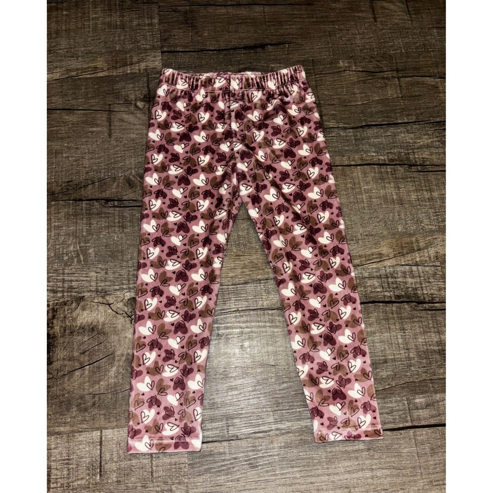 Mayoral Girls Heart Print Plush Leggings Mauve Burgundy Size 4 104cm